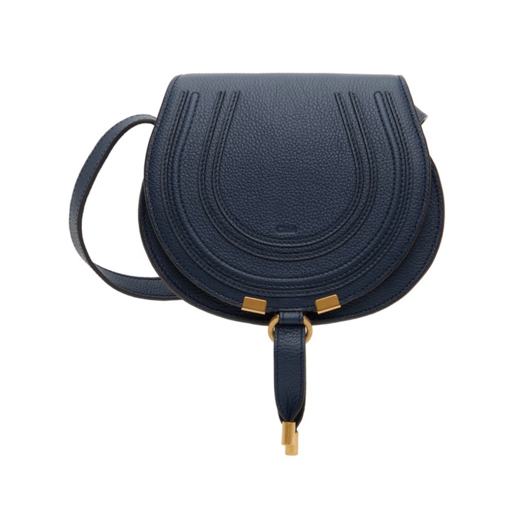 Chloe Navy Small Marcie Saddle Bag